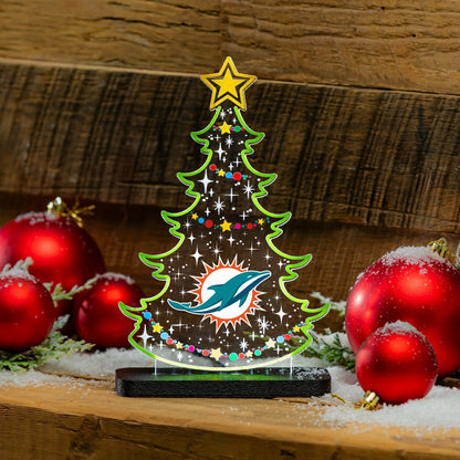 Team Sports America Signature - Miami Dolphins NFL Football Holiday Tree Desklite LED Decor