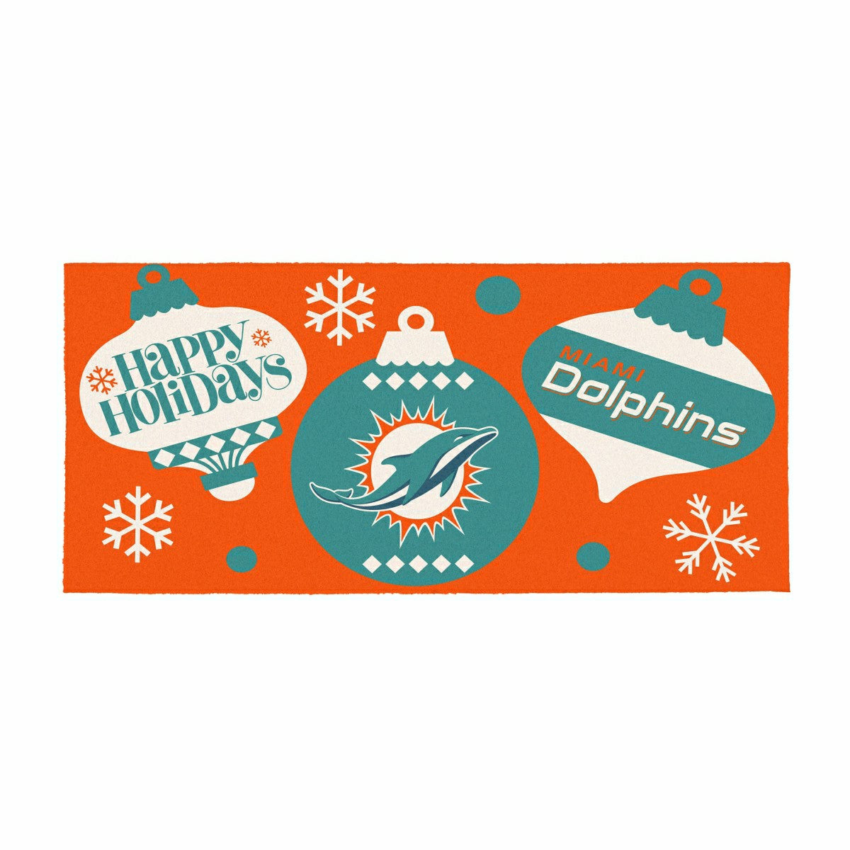 Team Sports America Value - Miami Dolphins Holiday Flocked Coir Sassafras Switch Mat, 22"x10"