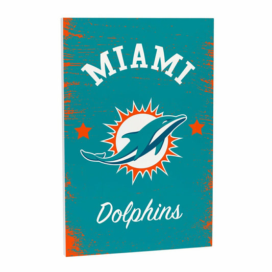 Team Sports America Signature - Miami Dolphins Wood Wall Sign, 16x24