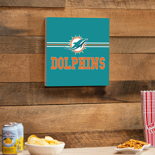 Team Sports America Essential - Miami Dolphins Wood Wall Sign, 12x12