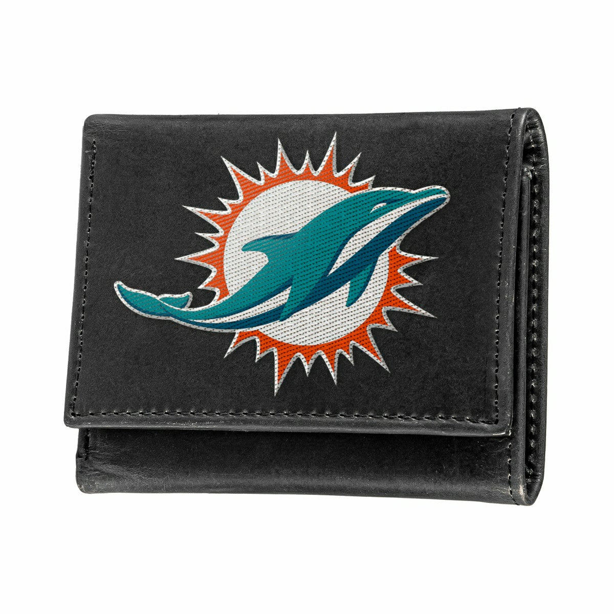 Team Sports America Trending - Miami Dolphins Black Tri-Fold Embroidered Wallet