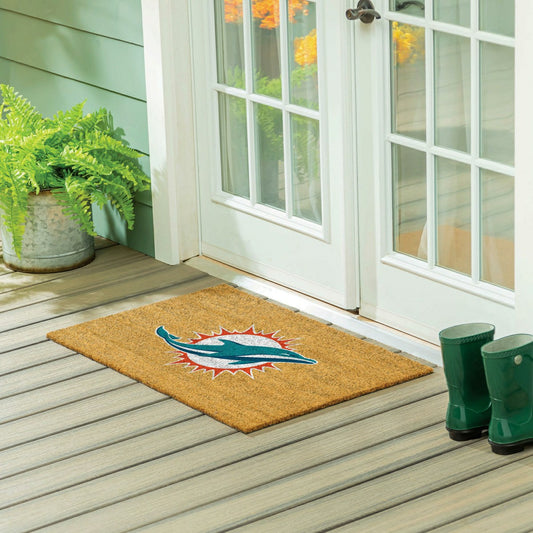 Team Sports America Signature - Miami Dolphins Large Full Color Coir Mat, 36"x24"