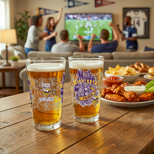 Team Sports America Everyday - Minnesota Vikings 16oz Glass pint, Set of 2
