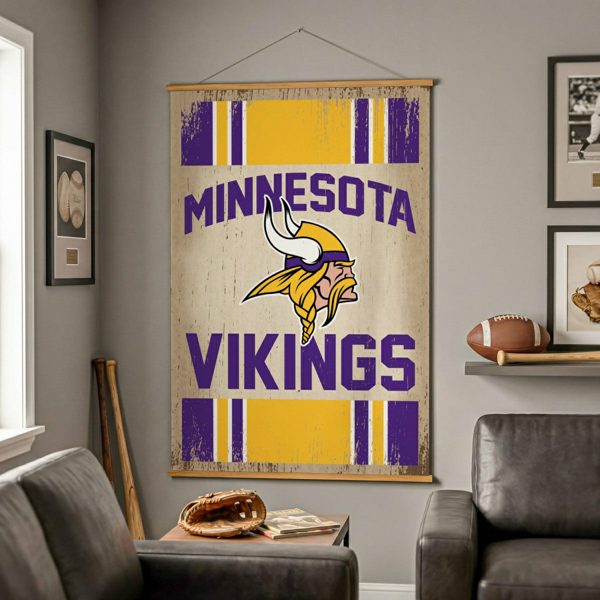 Team Sports America Best Seller - Minnesota Vikings, Canvas Wall Tapestry, Large, 54x36