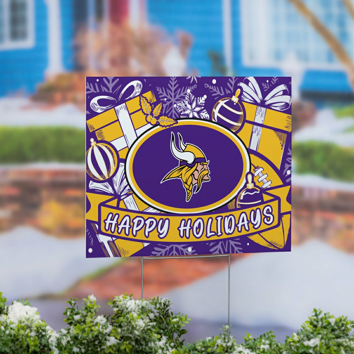 Team Sports America Exclusive - Minnesota Vikings Yard Sign, Holiday