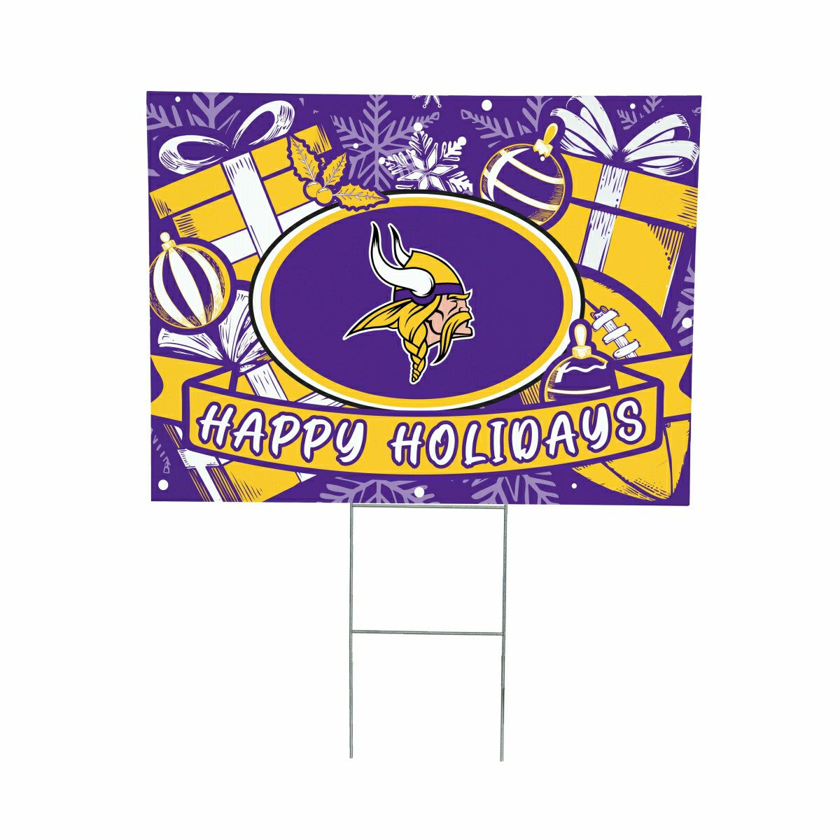 Team Sports America Exclusive - Minnesota Vikings Yard Sign, Holiday