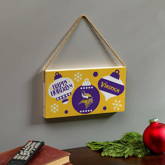 Team Sports America Essential - Minnesota Vikings Holiday Wood Wall Sign, 6x11