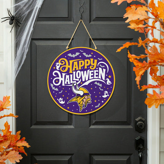 Team Sports America Classic - Minnesota Vikings Halloween Round Door Décor with Hanging Rope, 18x18