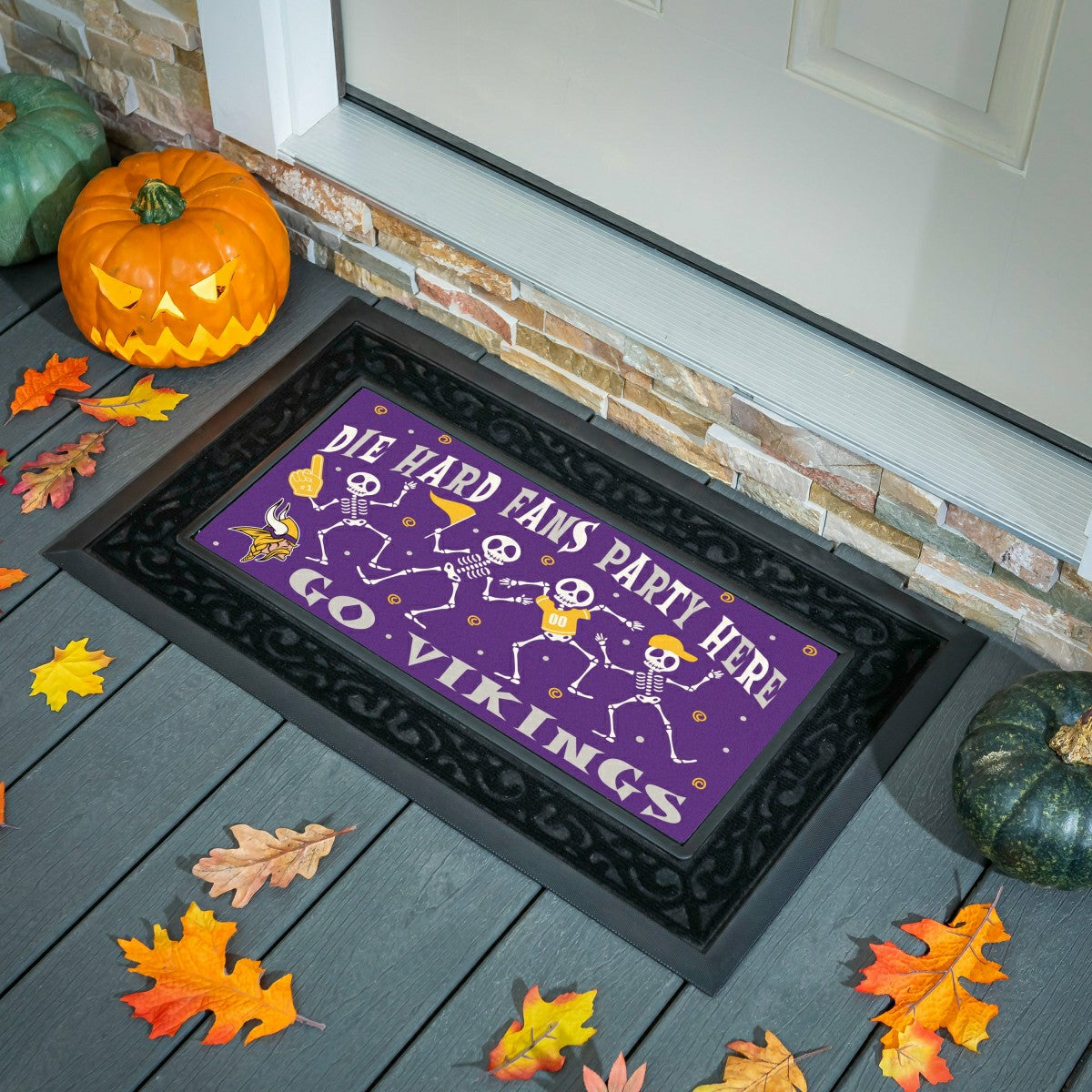 Team Sports America Everyday - Minnesota Vikings Flocked Coir Halloween Sassafras Switch Mat, 22"x10"