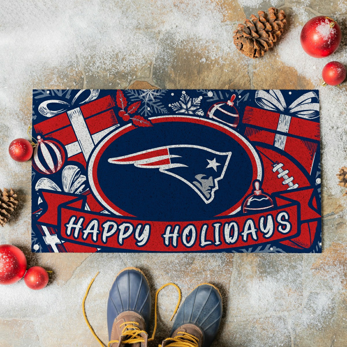 Team Sports America Everyday - New England Patriots Holiday PVC Mat, 28"x16"