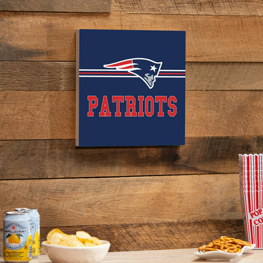 Team Sports America Signature - New England Patriots Wood Wall Sign, 12x12