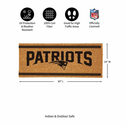 Team Sports America Value - New England Patriots Extra Large One Color Coir Mat, 60"x24"