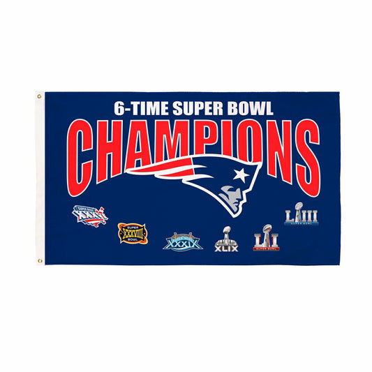 Team Sports America Signature - New England Patriots 4X Superbowl Champions Football 3x5 Flag