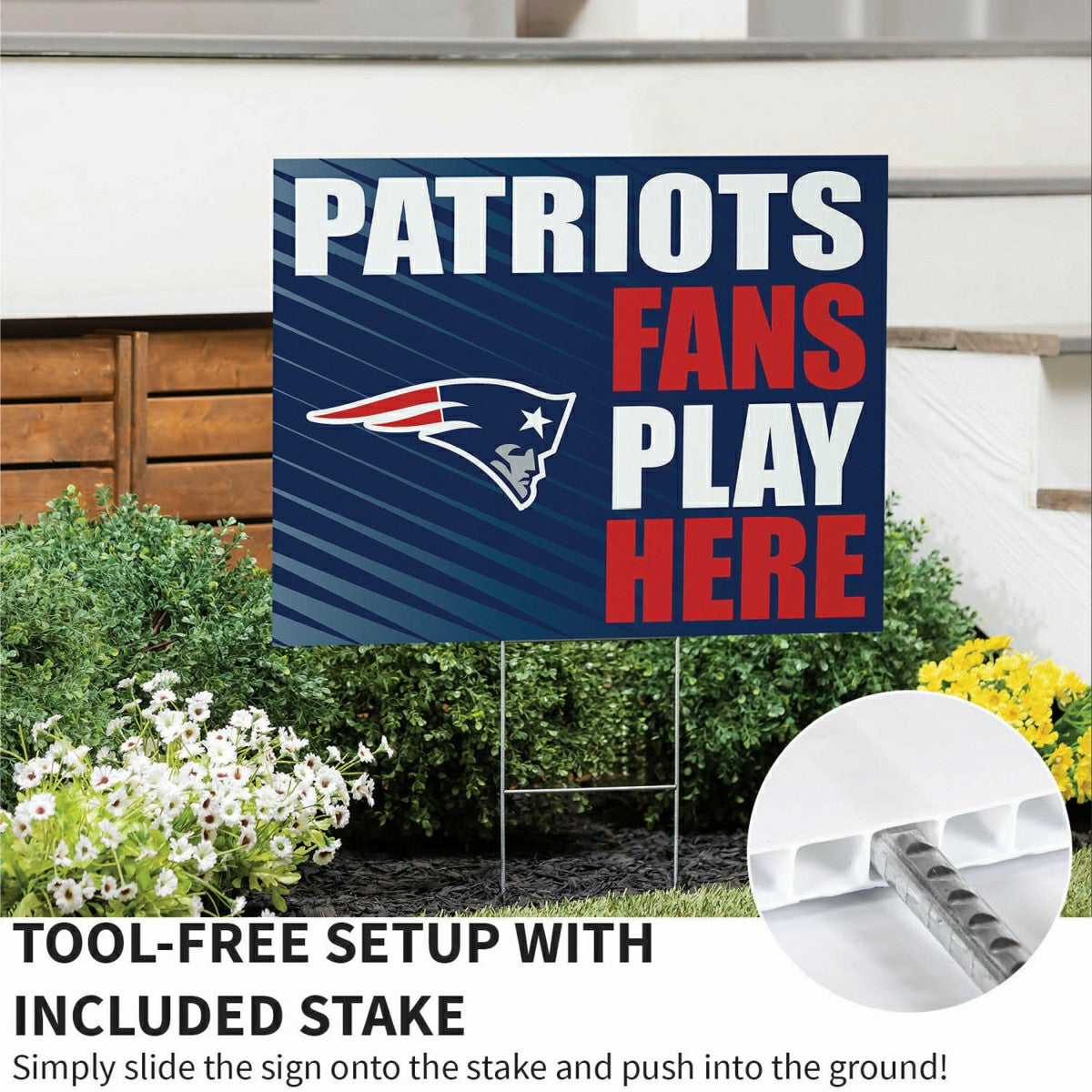 Team Sports America Classic - New England Patriots Coroplast Yard Sign "Fans Play Here"