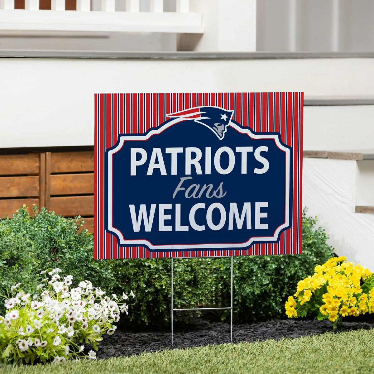 Team Sports America Essential - New England Patriots Coroplast Yard Sign, "Fans Welcome"