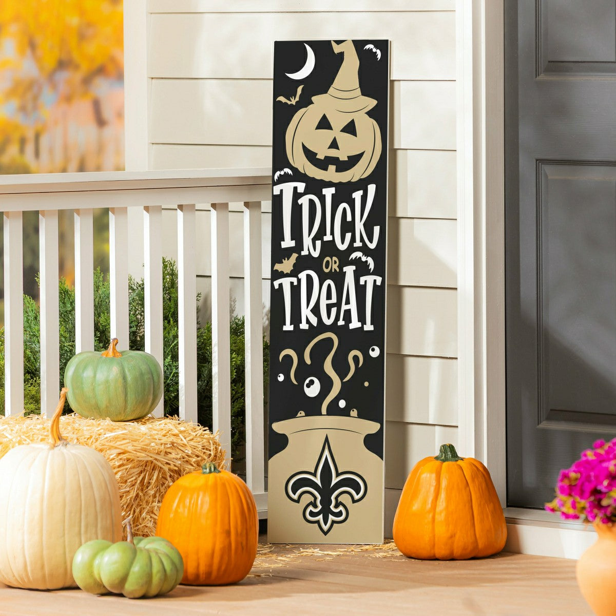 Team Sports America Trending - 47" Double Sided Leaner, New Orleans Saints, Halloween