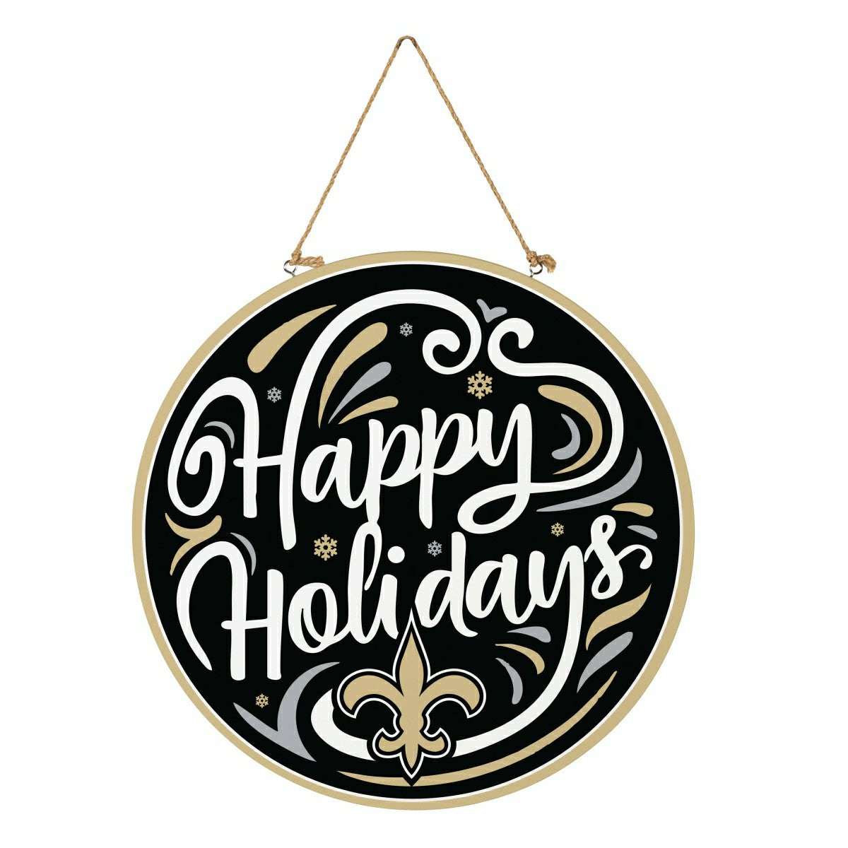 Team Sports America Classic - New Orleans Saints Holiday Round Door Décor with Hanging Rope, 18x18