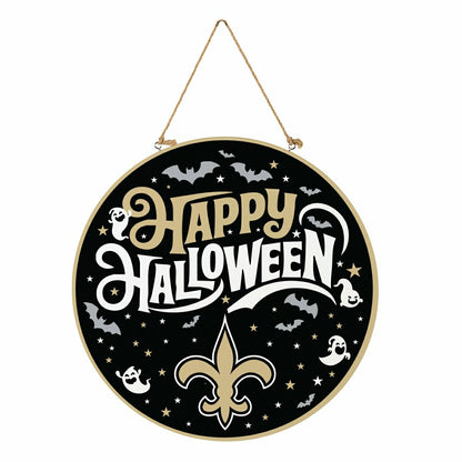 Team Sports America Essential - New Orleans Saints Halloween Round Door Décor with Hanging Rope, 18x18
