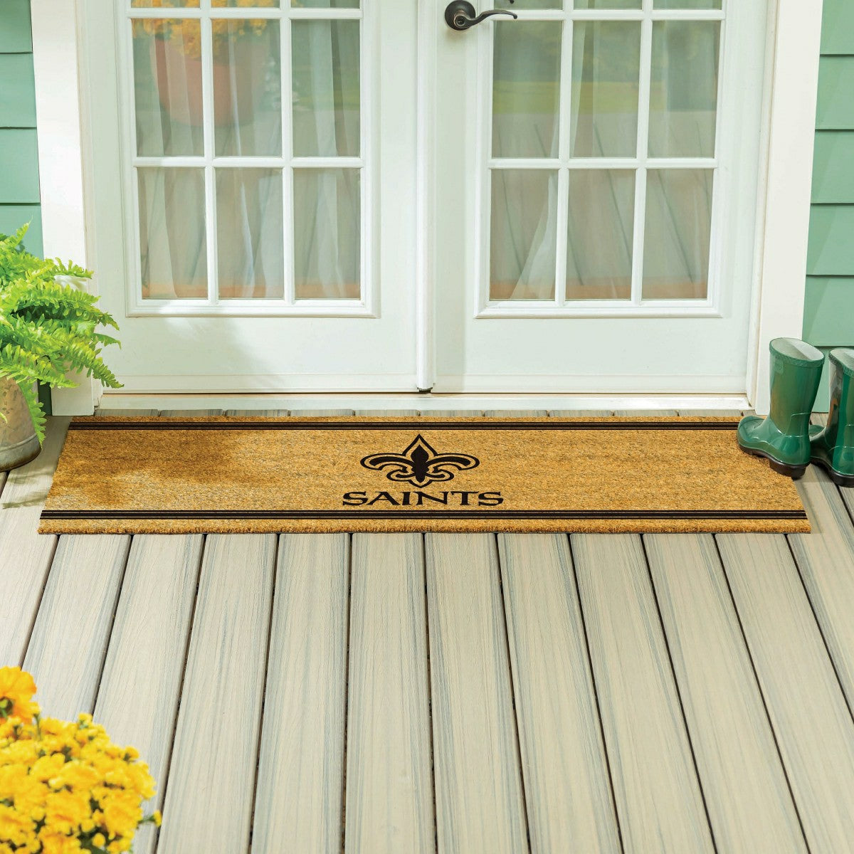 Team Sports America Everyday - New Orleans Saints Extra Large One Color Coir Mat, 60"x24"