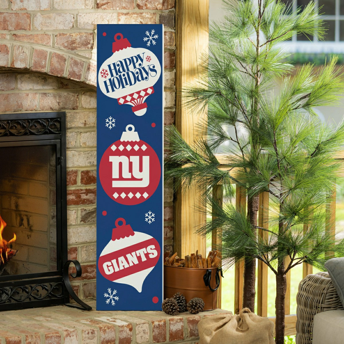 Team Sports America Everyday - 47" Double Sided Leaner, New York Giants, Christmas