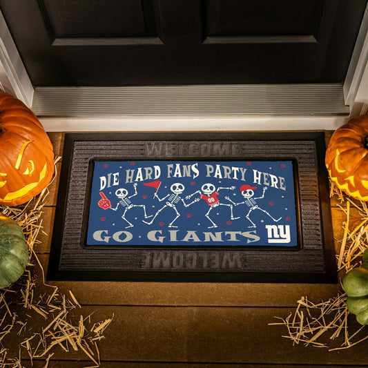Team Sports America Signature - New York Giants Flocked Coir Halloween Sassafras Switch Mat, 22"x10"