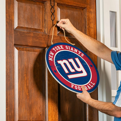 Team Sports America Best Seller - New York Giants Round Door Décor with Hanging Rope, 18x18