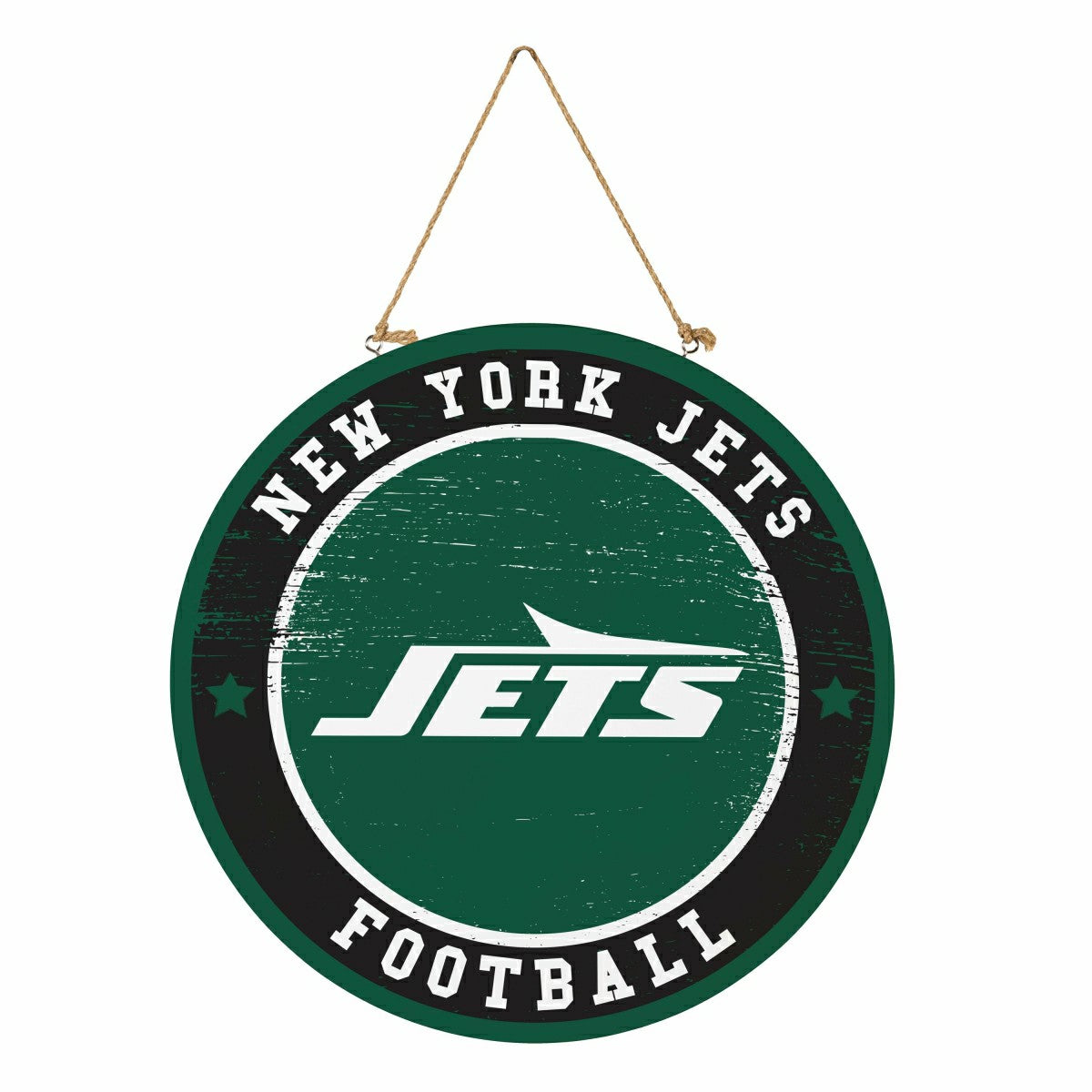 Team Sports America Classic - New York Jets Round Door Décor with Hanging Rope, 18x18