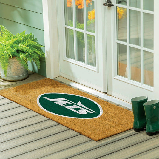 Team Sports America Best Seller - New York Jets Extra Large Full Color Coir Mat, 60"x24"