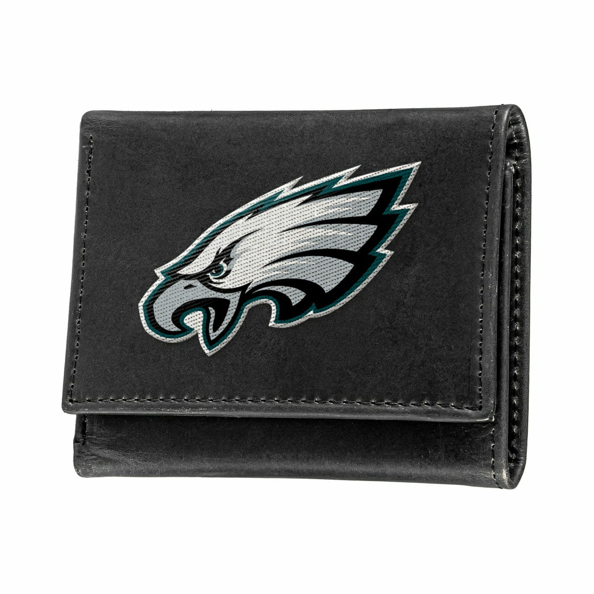 Team Sports America Classic - Philadelphia Eagles Black Tri-Fold Embroidered Wallet w/ RFID Blocking
