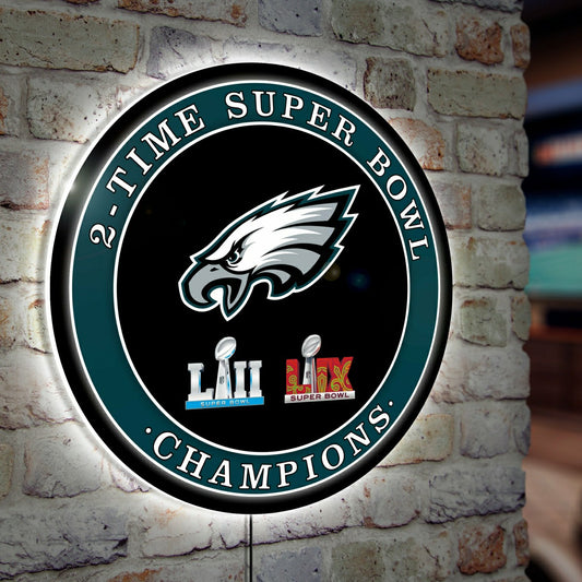 Team Sports America Best Seller - Philadelphia Eagles Multi-Win Superbowl Champions Football Round LED W