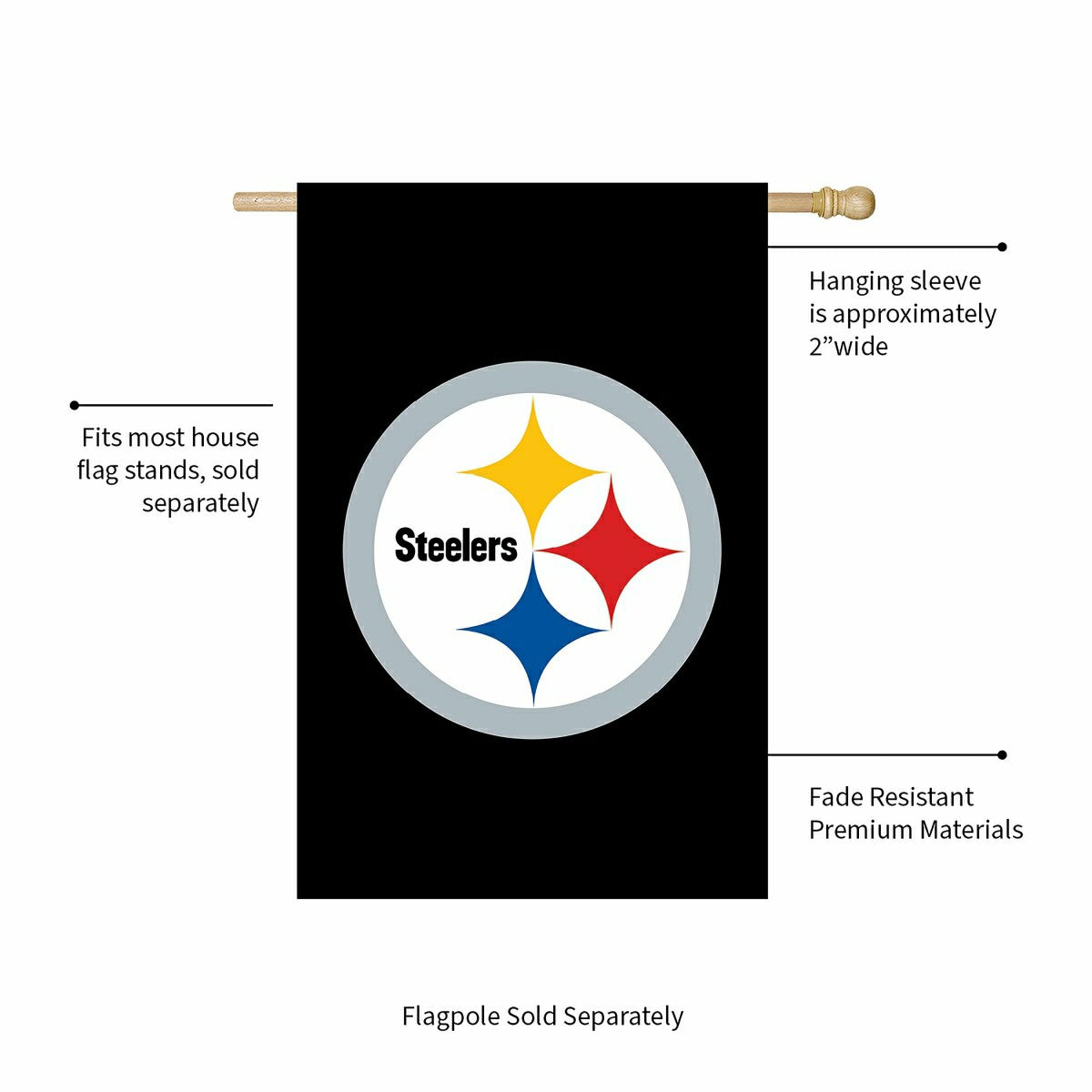 Team Sports America Signature - Applique Flag, Reg, Pittsburgh Steelers