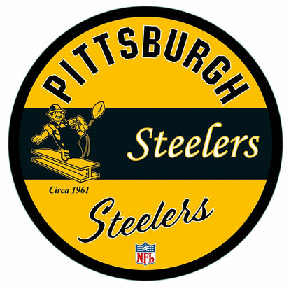 Team Sports America Everyday - Pittsburgh Steelers NFL Football Large Round Vintage Edgelite LED Deco