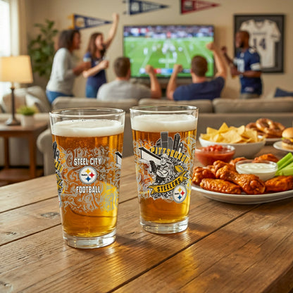 Team Sports America Best Seller - Pittsburgh Steelers 16oz Glass pint, Set of 2