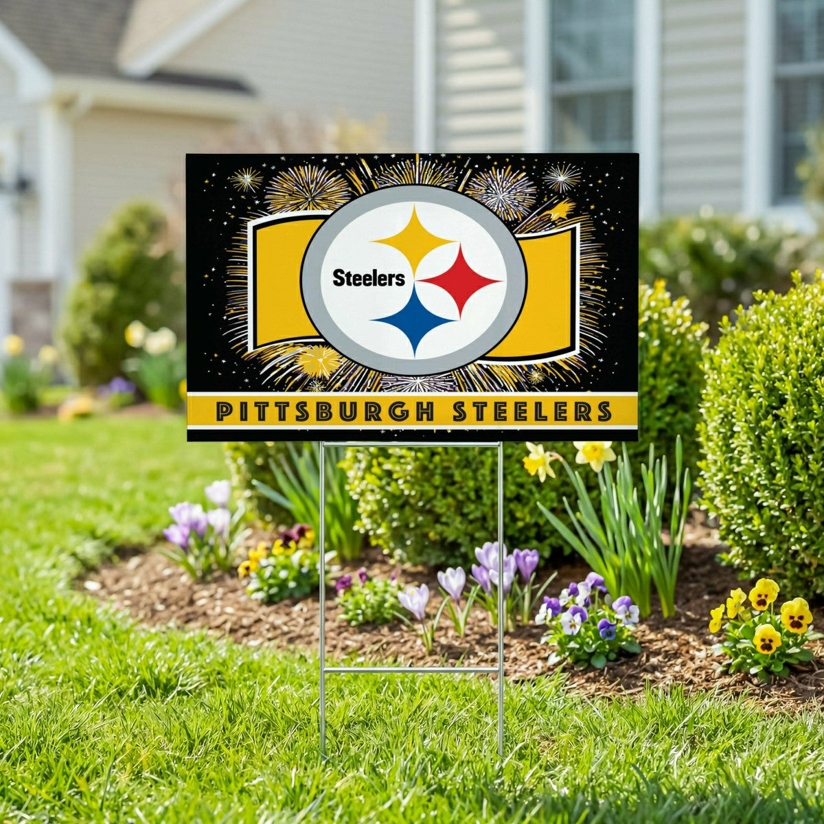 Team Sports America Recommended - Pittsburgh Steelers Yard Sign, Patriotic