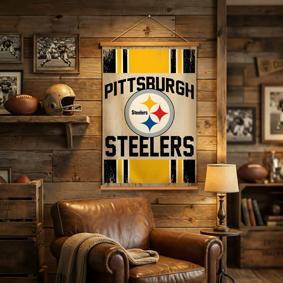 Team Sports America Exclusive - Pittsburgh Steelers, Canvas Wall Tapestry, Medium, 36x24