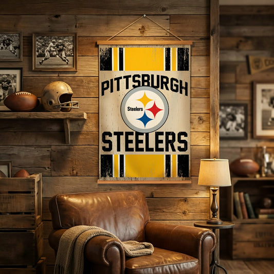 Team Sports America Exclusive - Pittsburgh Steelers, Canvas Wall Tapestry, Medium, 36x24