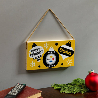 Team Sports America Trending - Pittsburgh Steelers Holiday Wood Wall Sign, 6x11