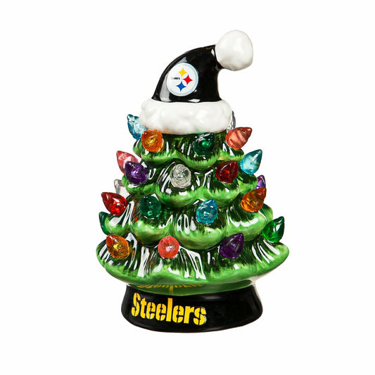 Team Sports America Trending - 4" Mini LED Tabletop Christmas Tree, Set of 2, Pittsburgh Steelers