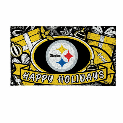 Team Sports America Best Seller - Pittsburgh Steelers Holiday PVC Mat, 28"x16"