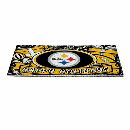 Team Sports America Best Seller - Pittsburgh Steelers Holiday PVC Mat, 28"x16"
