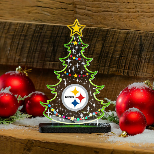 Team Sports America Essential - Pittsburgh Steelers NFL Football Holiday Tree Desklite LED Decor