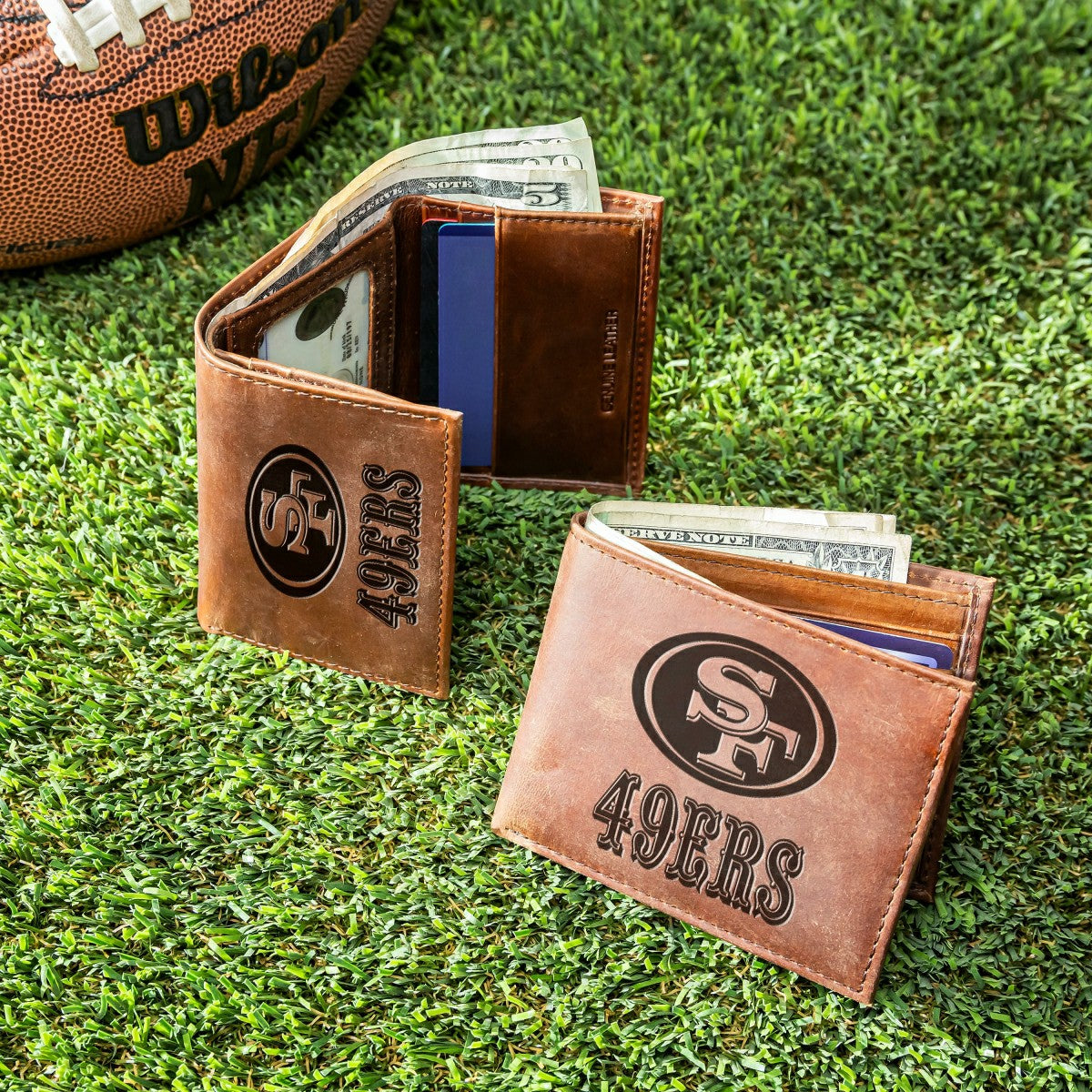 Team Sports America Everyday - San Francisco 49ers, Bi-Fold and Tri-Fold Wallet Gift Set, Brown