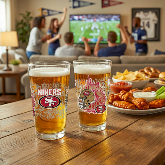 Team Sports America Everyday - San Francisco 49ers 16oz Glass pint, Set of 2
