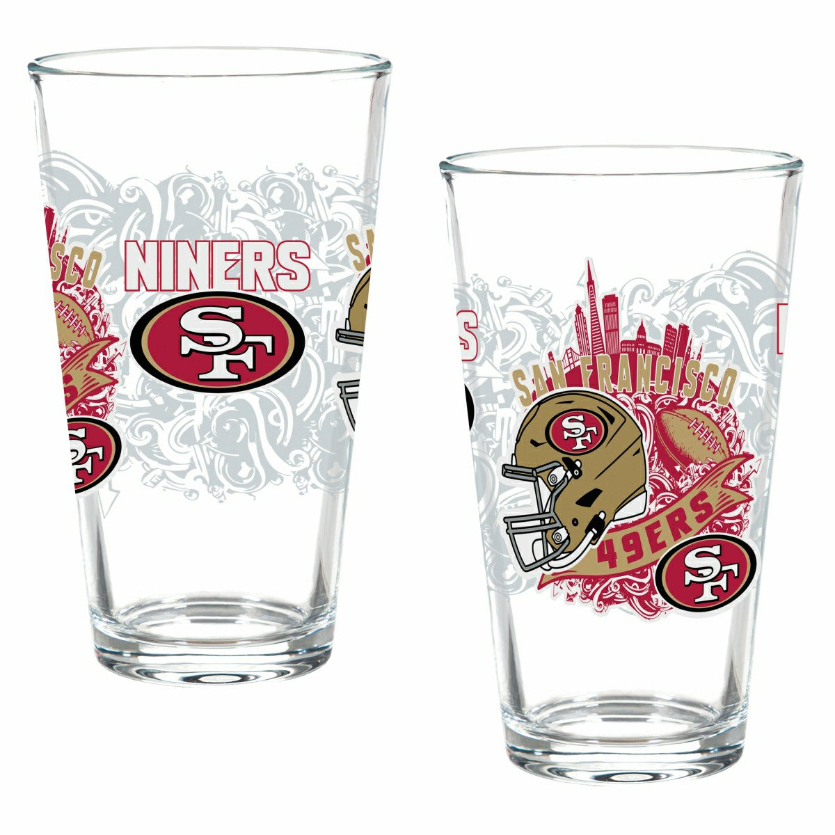 Team Sports America Everyday - San Francisco 49ers 16oz Glass pint, Set of 2
