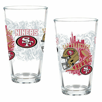 Team Sports America Everyday - San Francisco 49ers 16oz Glass pint, Set of 2