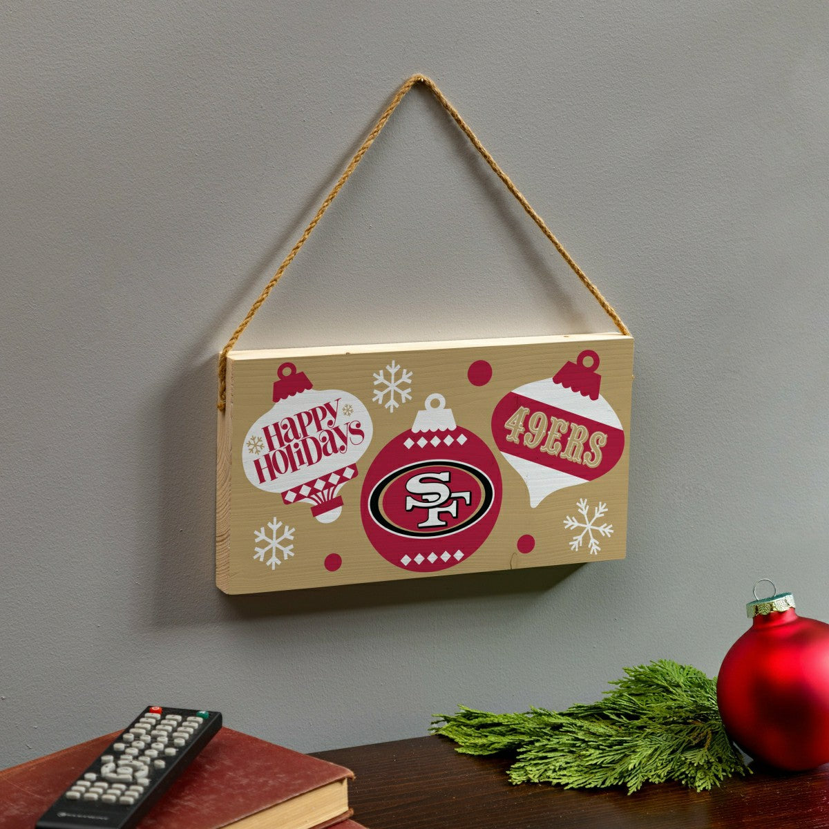 Team Sports America Essential - San Francisco 49ers Holiday Wood Wall Sign, 6x11