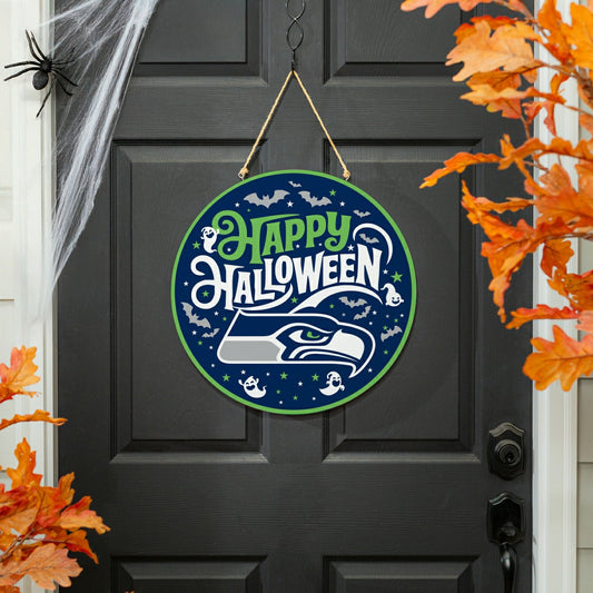 Team Sports America Trending - Seattle Seahawks Halloween Round Door Décor with Hanging Rope, 18x18