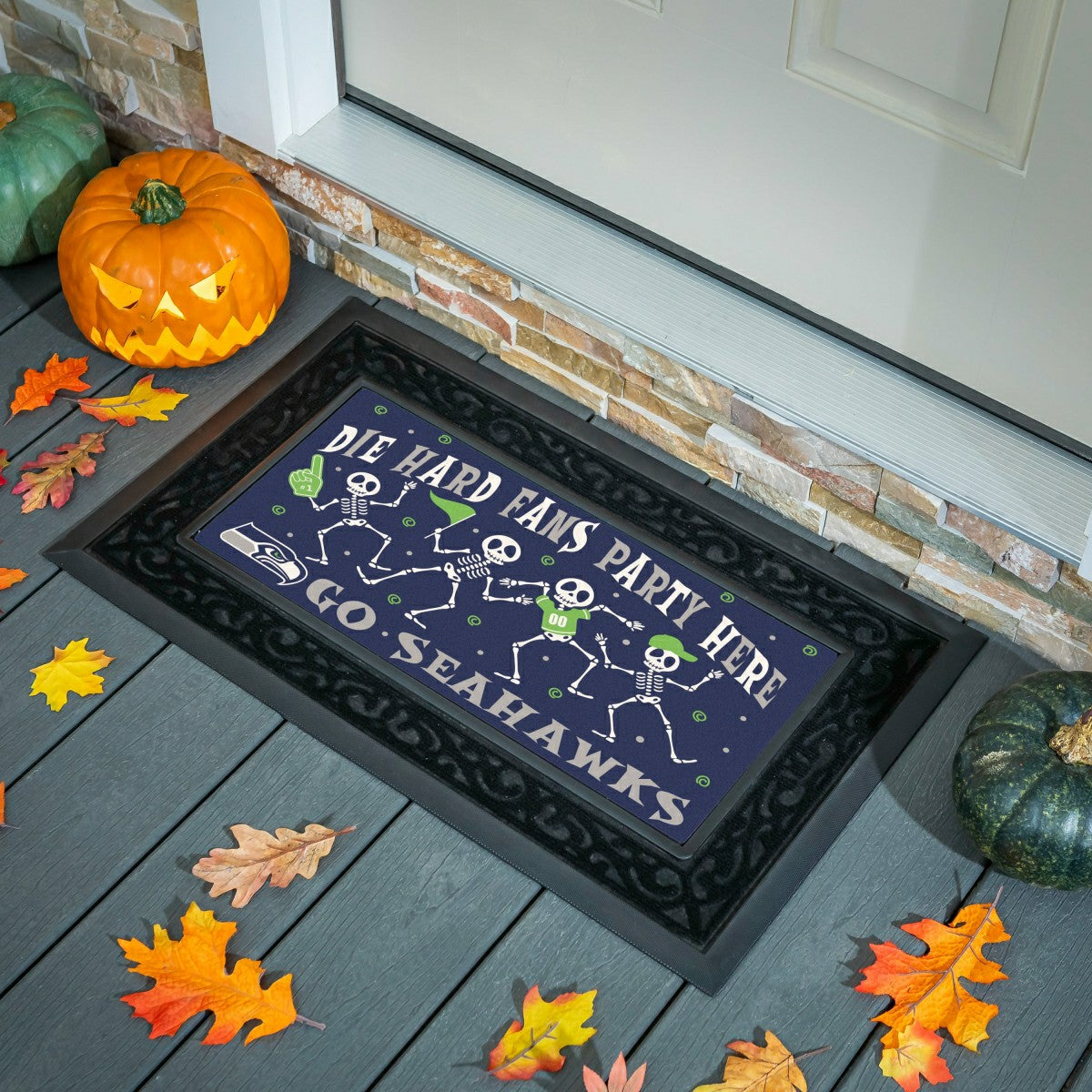 Team Sports America Recommended - Seattle Seahawks Flocked Coir Halloween Sassafras Switch Mat, 22"x10"