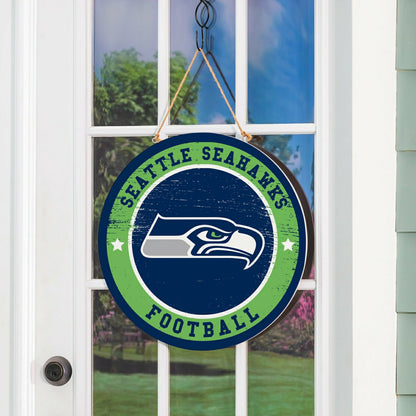 Team Sports America Everyday - Seattle Seahawks Round Door Décor with Hanging Rope, 18x18
