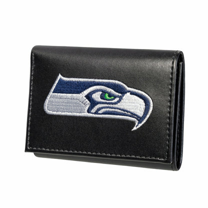 Team Sports America Recommended - Seattle Seahawks Black Tri-Fold Embroidered Wallet w/ RFID Blocking
